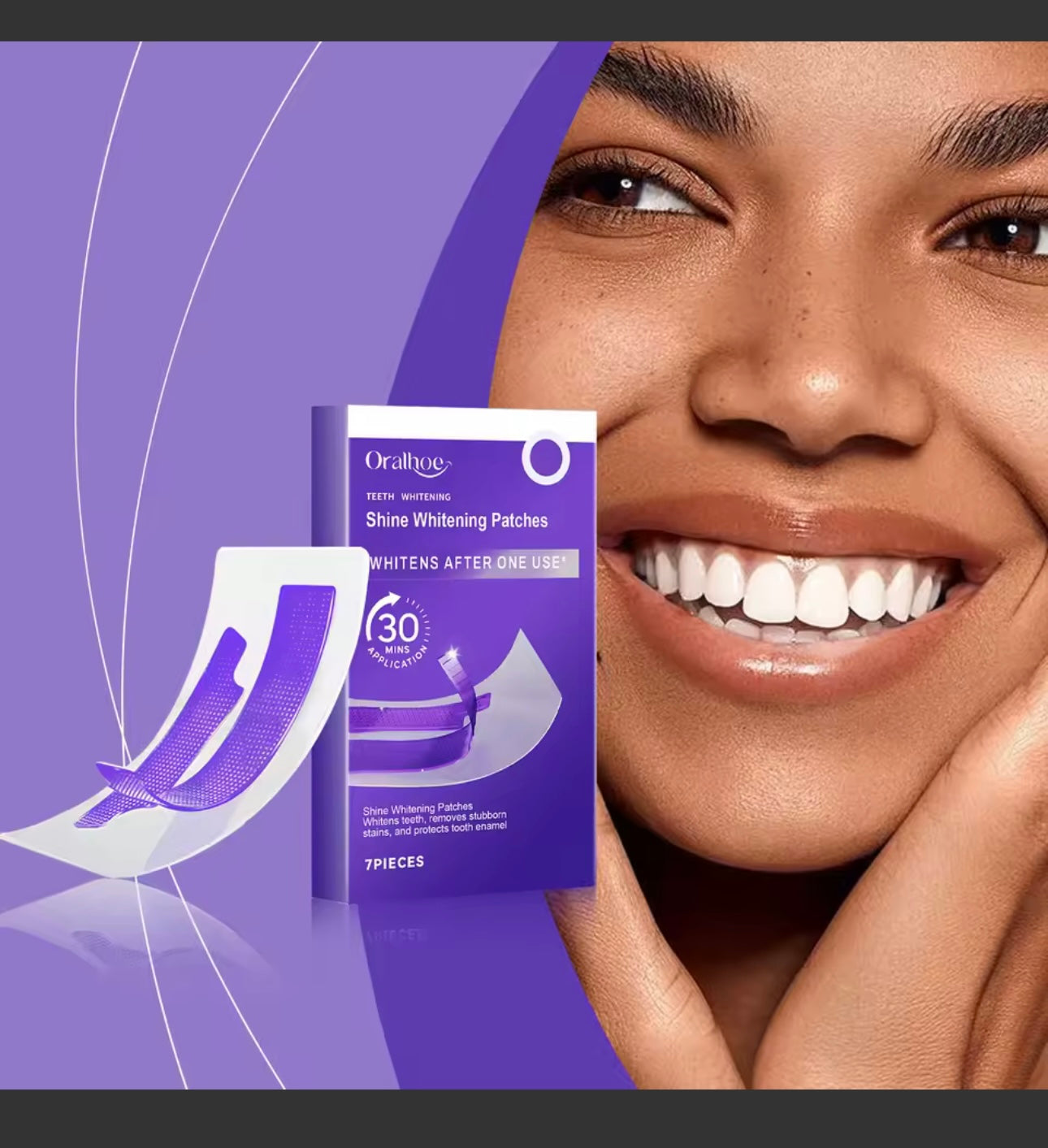 Purple Teeth Whitening Strips Brighten Tooth Remove Plaque Stain Cleaning Oral Hygiene Reduce Sensitivity Bleaching Dental Tools
