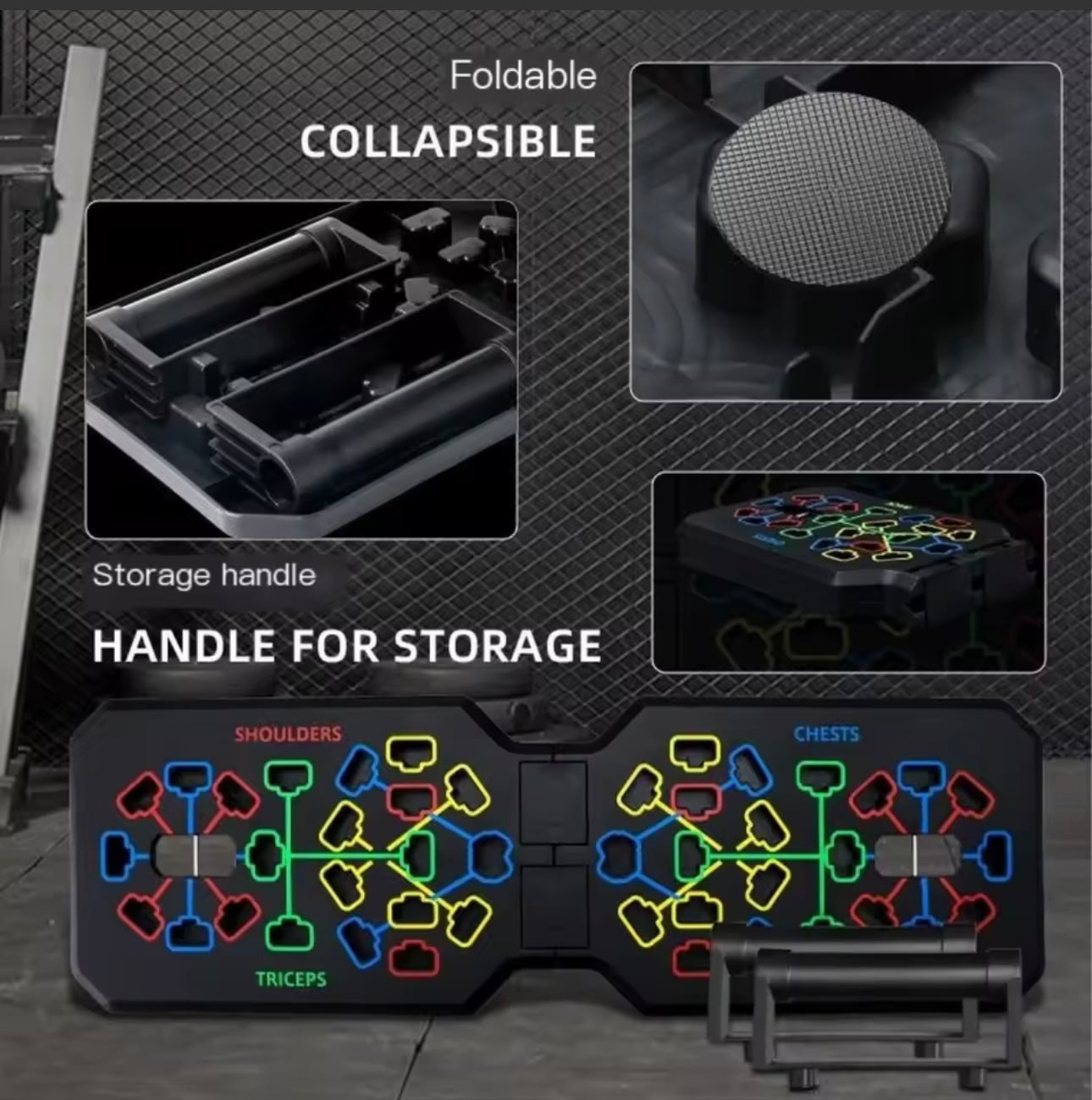 Portable Multifunctional Push-up Board Set With Handles Foldable Fitness Equipment For Chest Abdomen Arms And Back Training