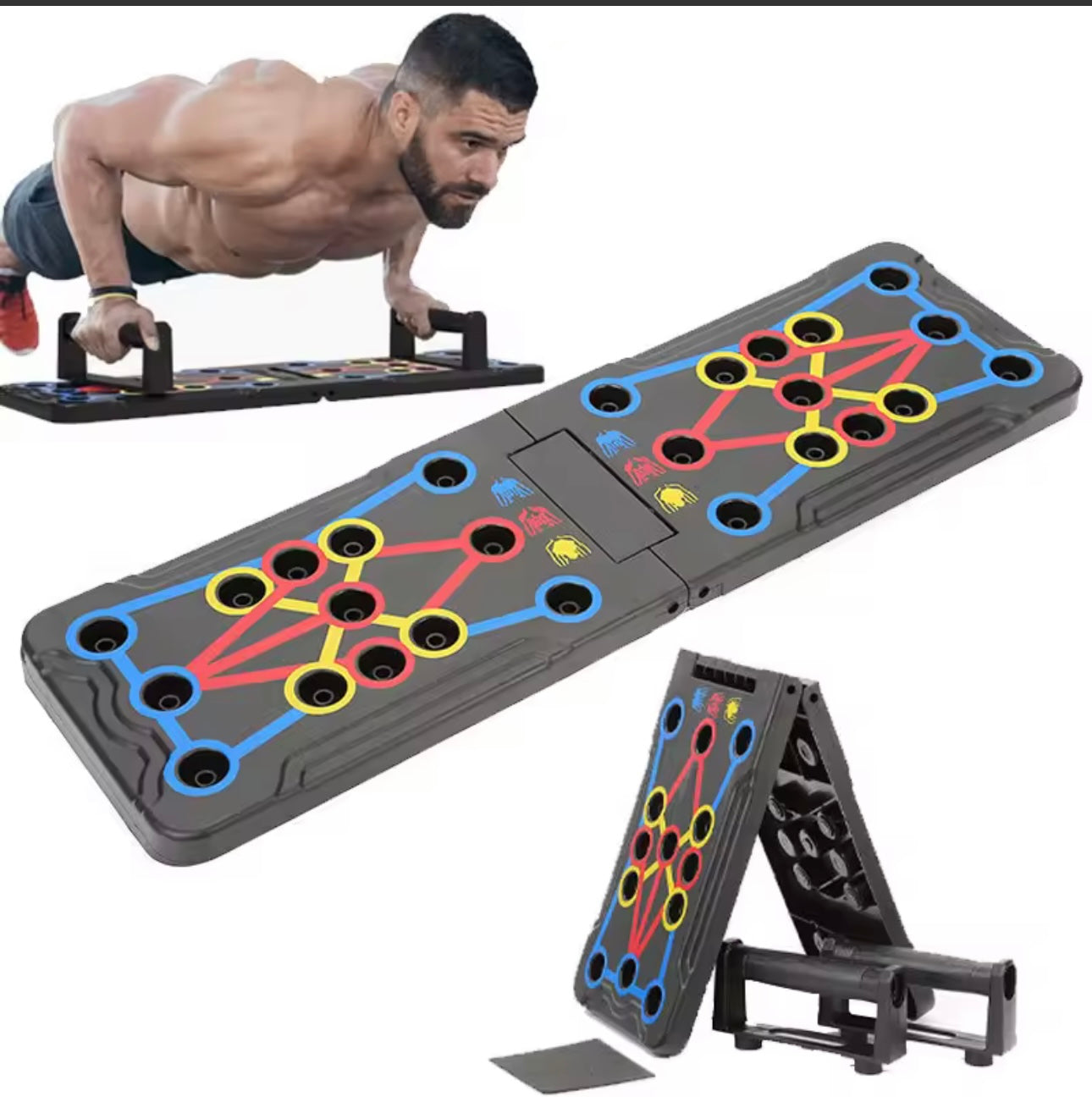 Portable Multifunctional Push-up Board Set With Handles Foldable Fitness Equipment For Chest Abdomen Arms And Back Training