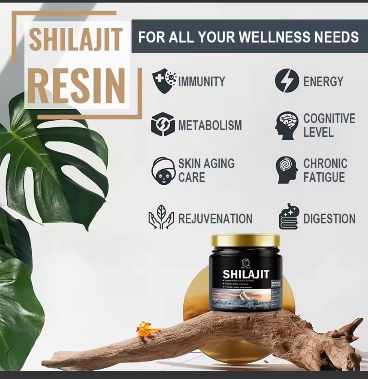 BBEEAAUU 60g 100% Himalaya Pure Shilajit Resin Original Mineral Health Supplement Non-GMO Brain Memory Cognitive Energy Health