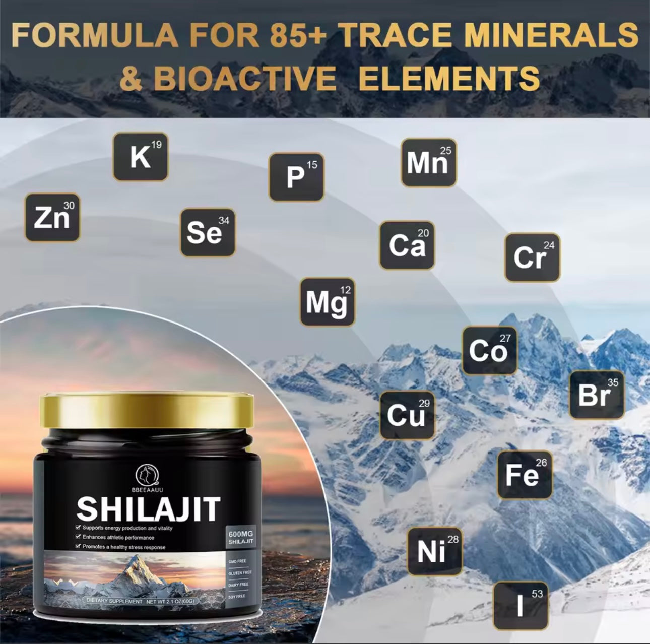 BBEEAAUU 60g 100% Himalaya Pure Shilajit Resin Original Mineral Health Supplement Non-GMO Brain Memory Cognitive Energy Health