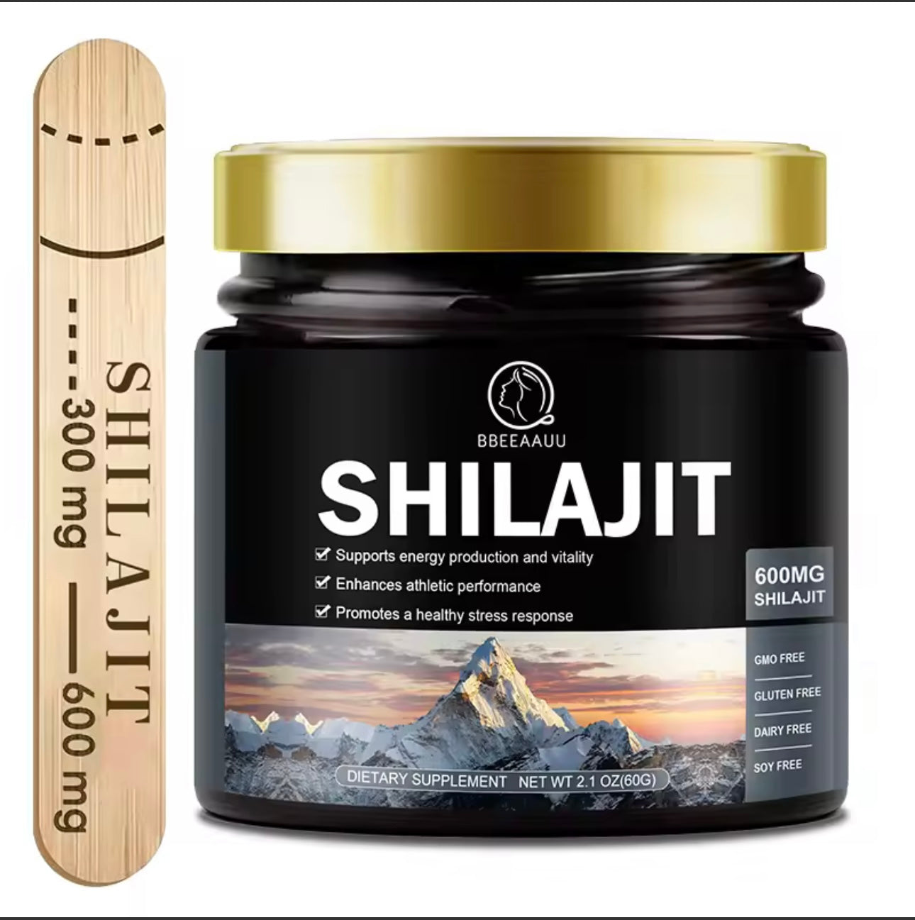 BBEEAAUU 60g 100% Himalaya Pure Shilajit Resin Original Mineral Health Supplement Non-GMO Brain Memory Cognitive Energy Health