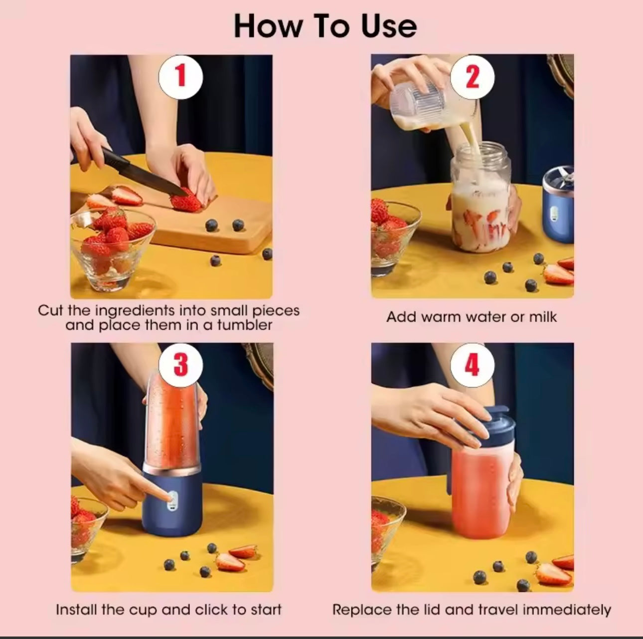 Portable Juicer Blender 400ml Electric Fruit Juicer USB Charging Lemon Orange Fruit Juicing Cup Smoothie Blender Machine 2cups