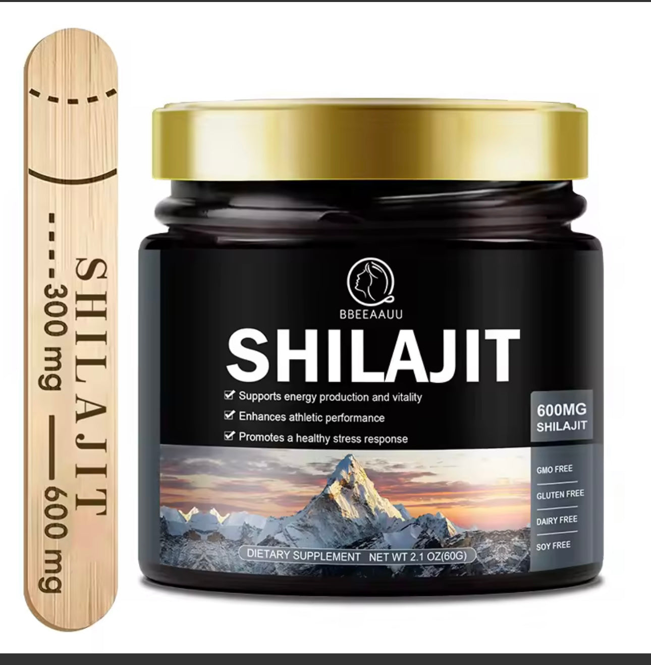 BBEEAAUU 60g 100% Himalaya Pure Shilajit Resin Original Mineral Health Supplement Non-GMO Brain Memory Cognitive Energy Health