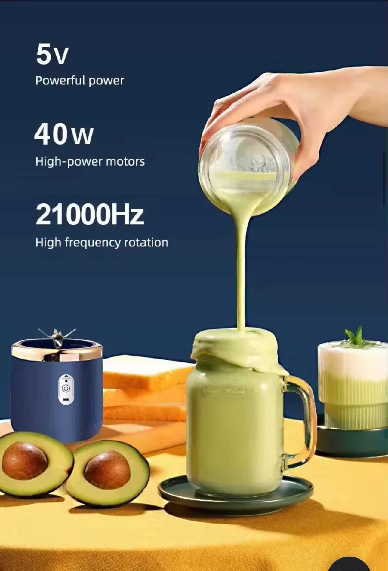 Portable Juicer Blender 400ml Electric Fruit Juicer USB Charging Lemon Orange Fruit Juicing Cup Smoothie Blender Machine 2cups