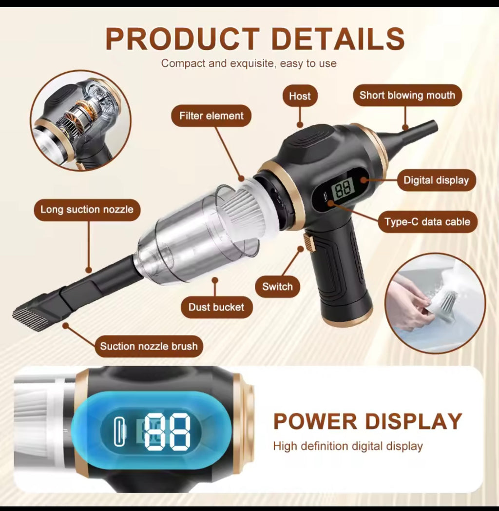 Portable Car Vacuum Cleaner – High Power Mini Auto Vacuum
